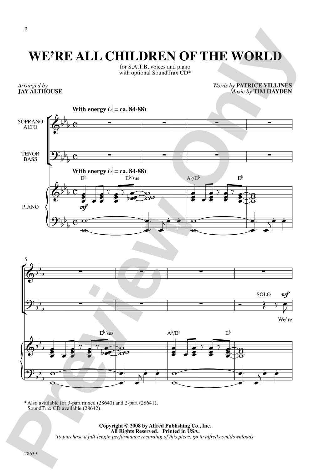 We're All Children of the World: SATB Choral Octavo