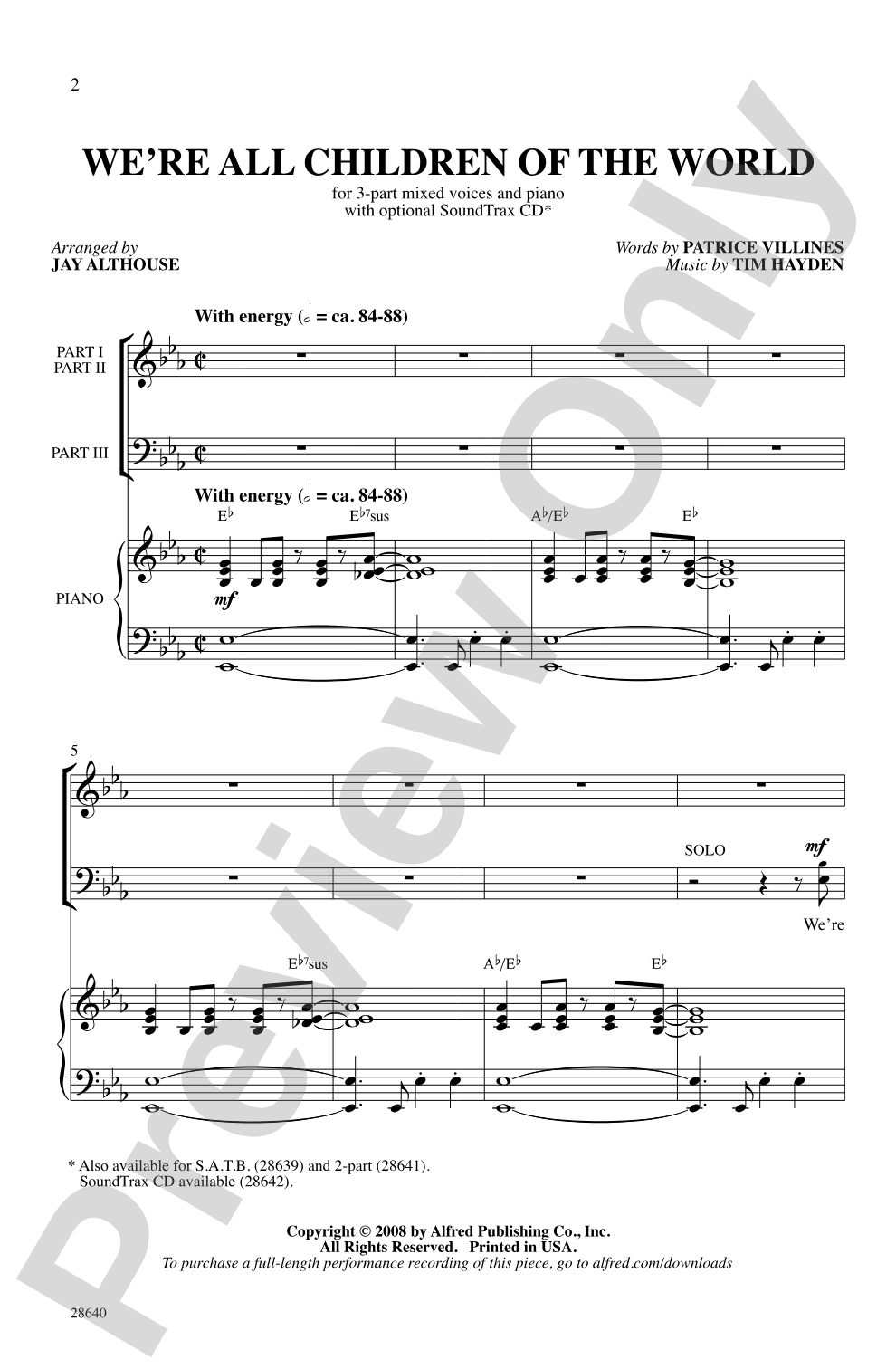 We're All Children of the World: 3-Part Mixed Choral Octavo