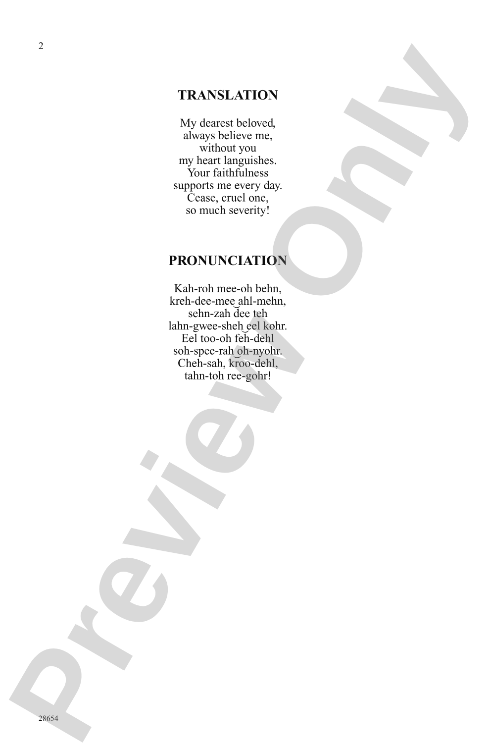Caro Mio Ben: SSA Choral Octavo