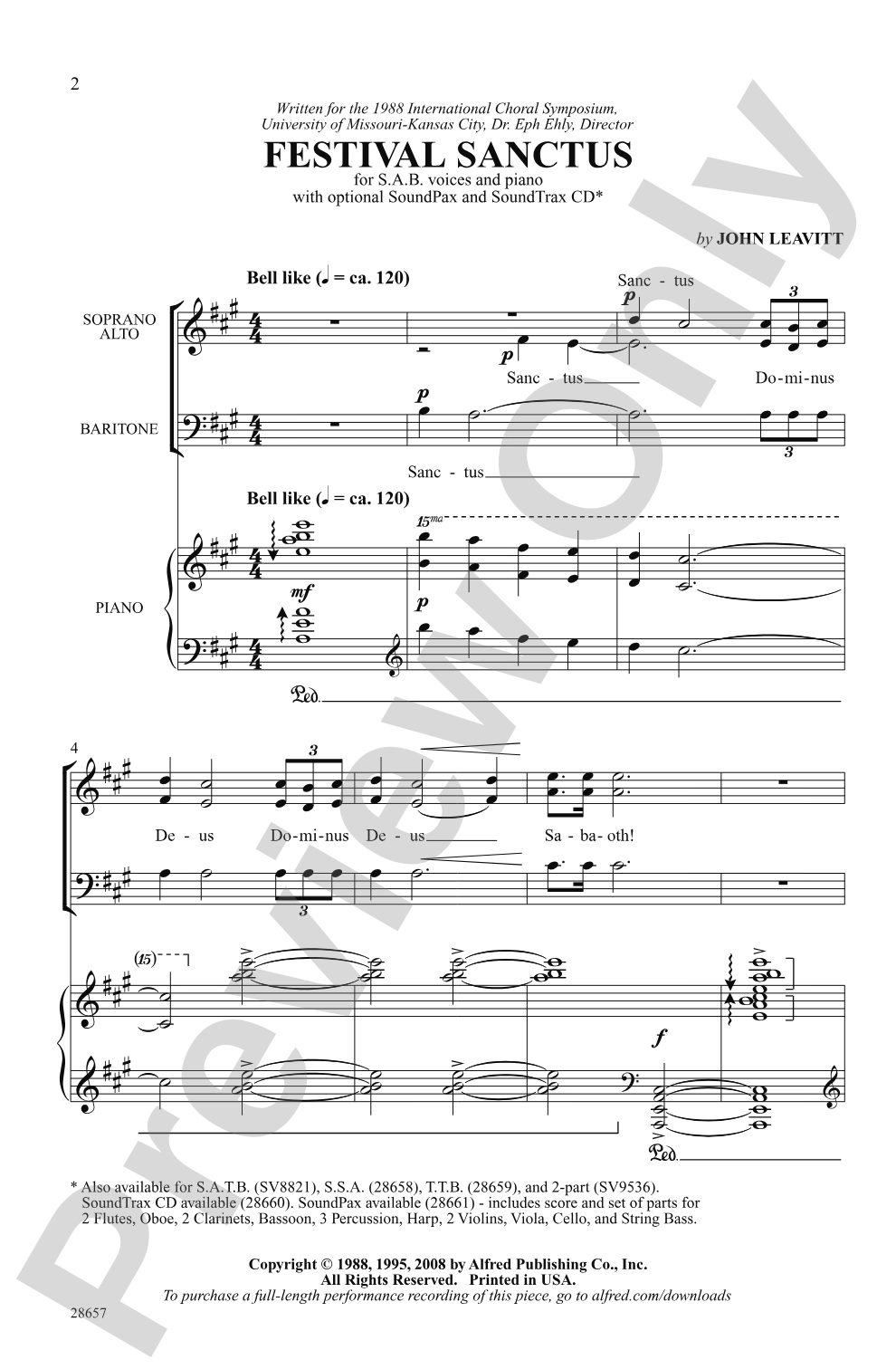 Festival Sanctus: SAB Choral Octavo