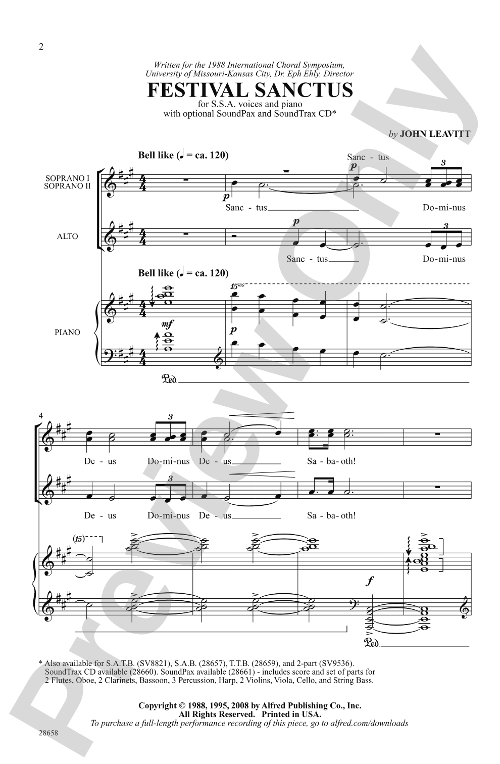 Festival Sanctus: SSA Choral Octavo