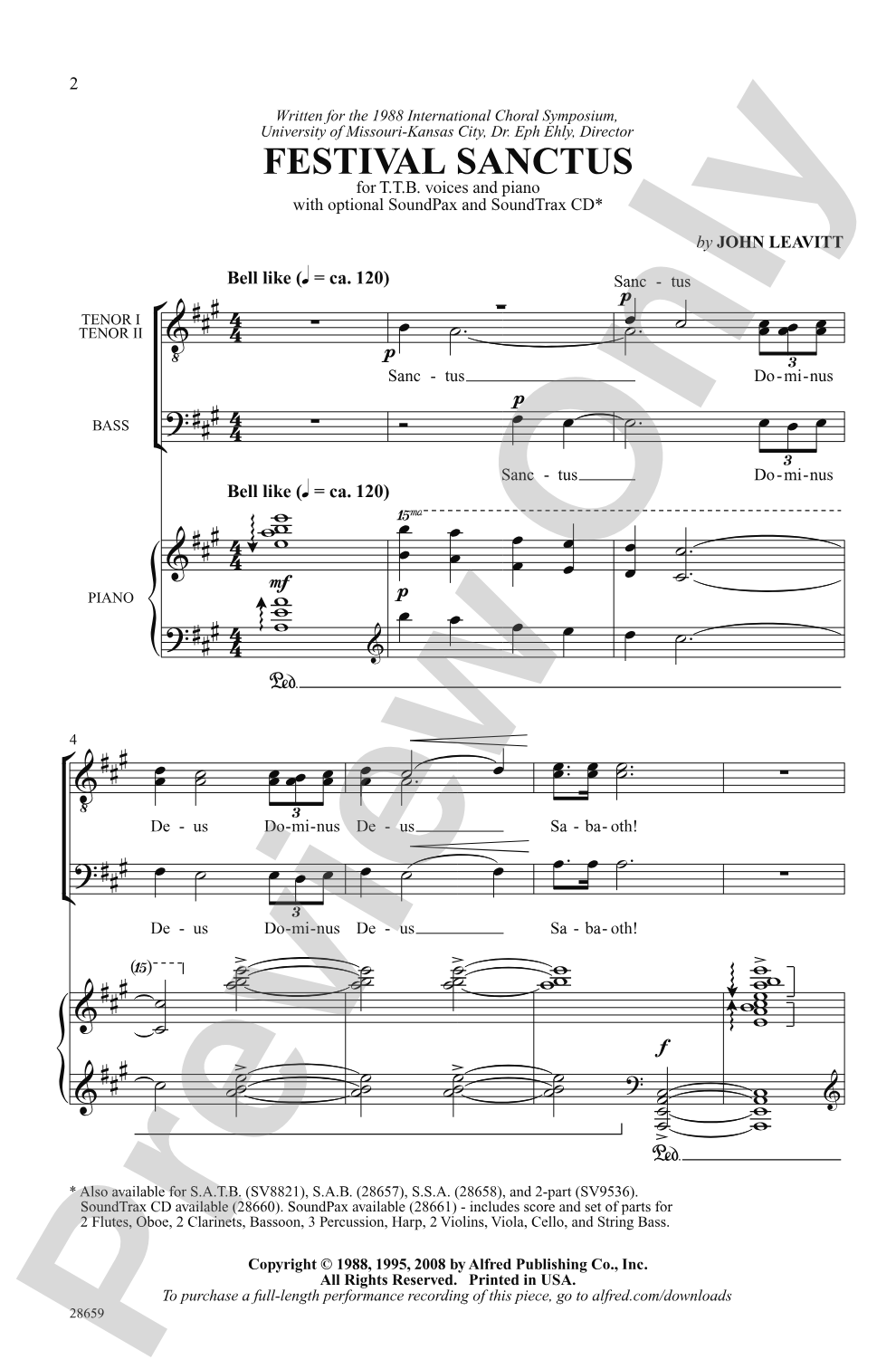 Festival Sanctus: TTB Choral Octavo