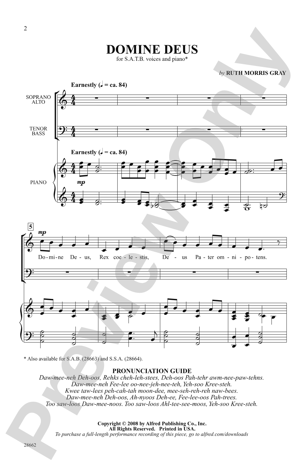 Domine Deus: SATB Choral Octavo