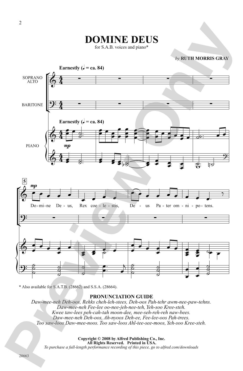 Domine Deus: SAB Choral Octavo