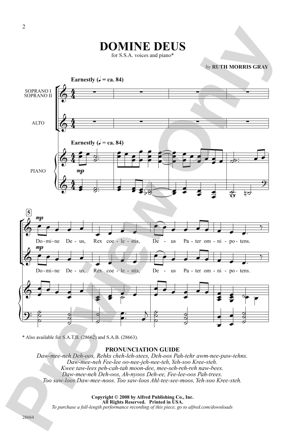 Domine Deus: SSA Choral Octavo