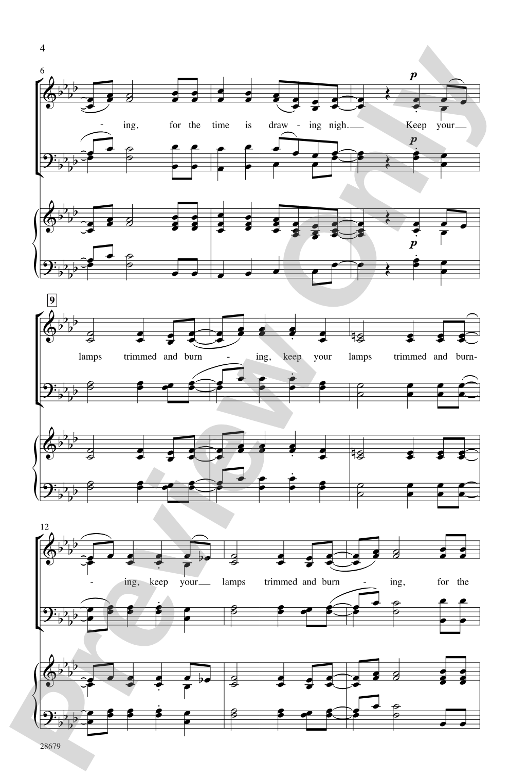 Keep Your Lamps Trimmed and Burning: SATB, <i>a cappella</i> Choral Octavo