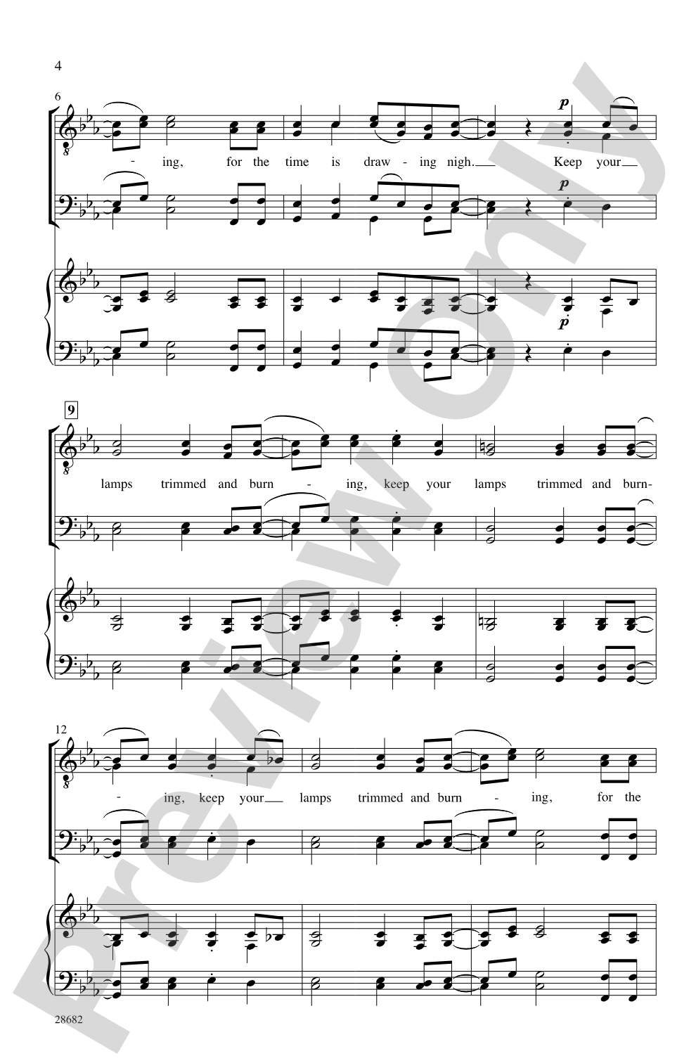 Keep Your Lamps Trimmed and Burning: TTBB, <i>a cappella</i> Choral Octavo