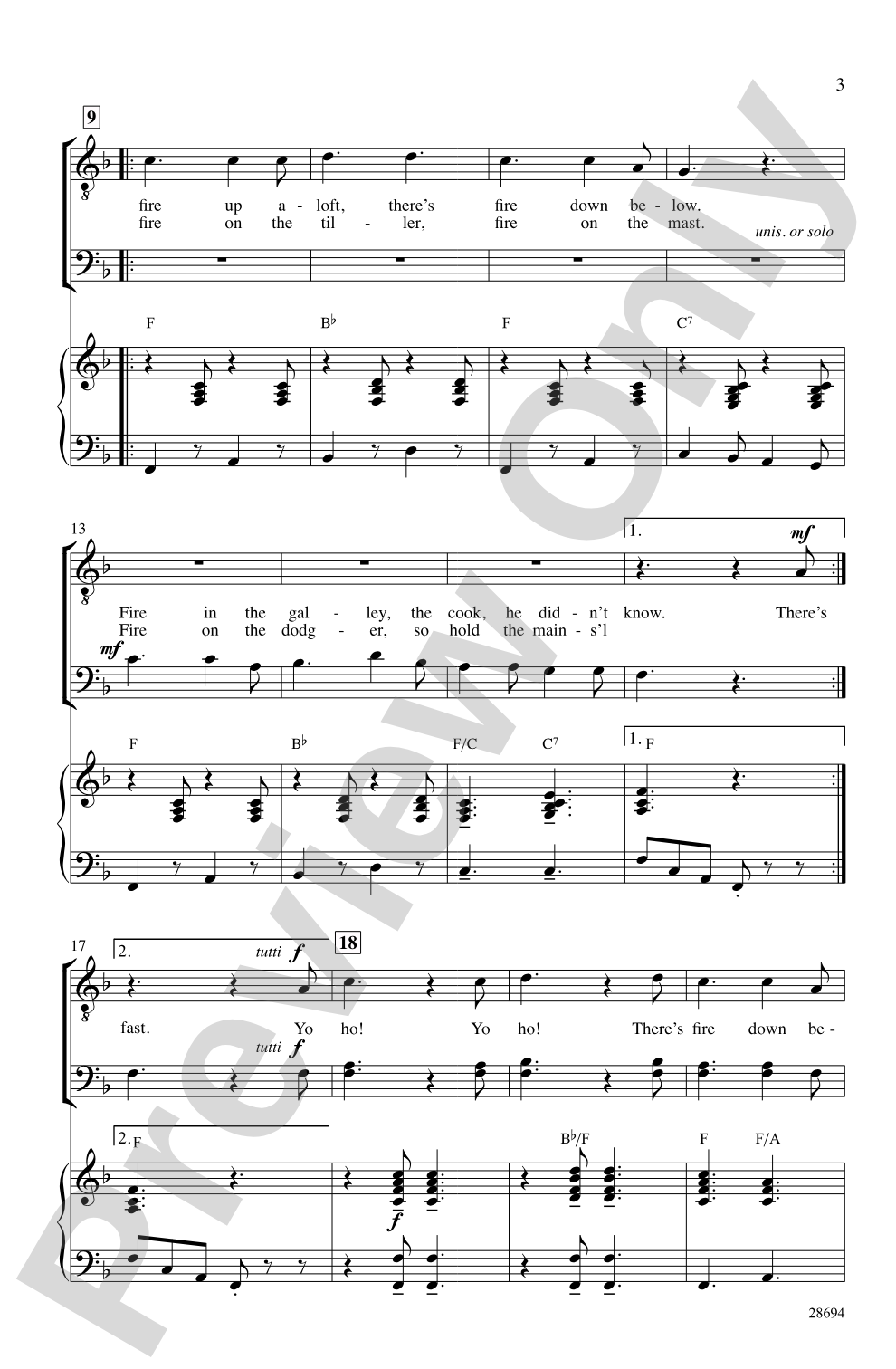 Fire Down Below: TBB Choral Octavo
