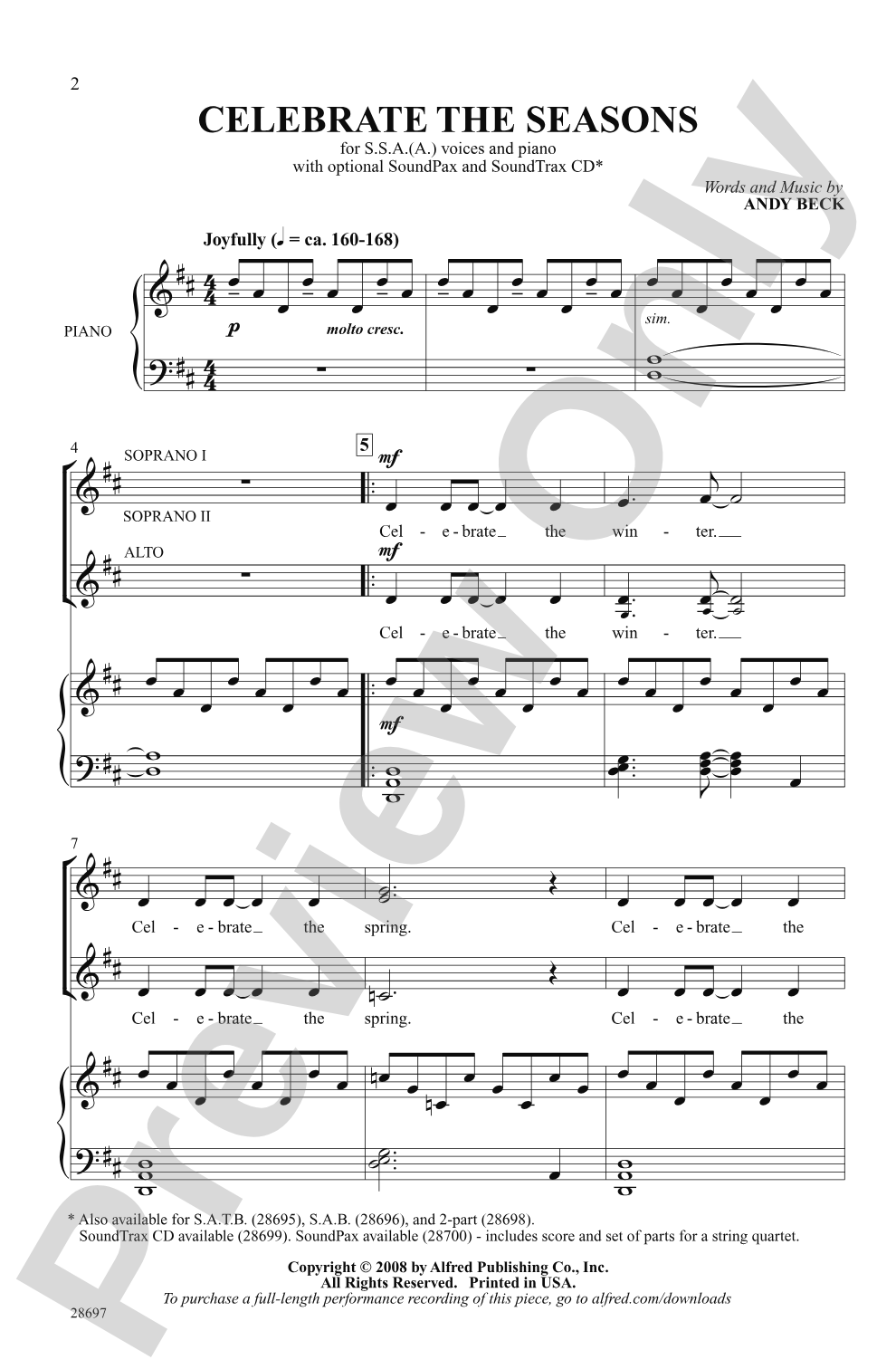 Celebrate the Seasons: SSAA Choral Octavo