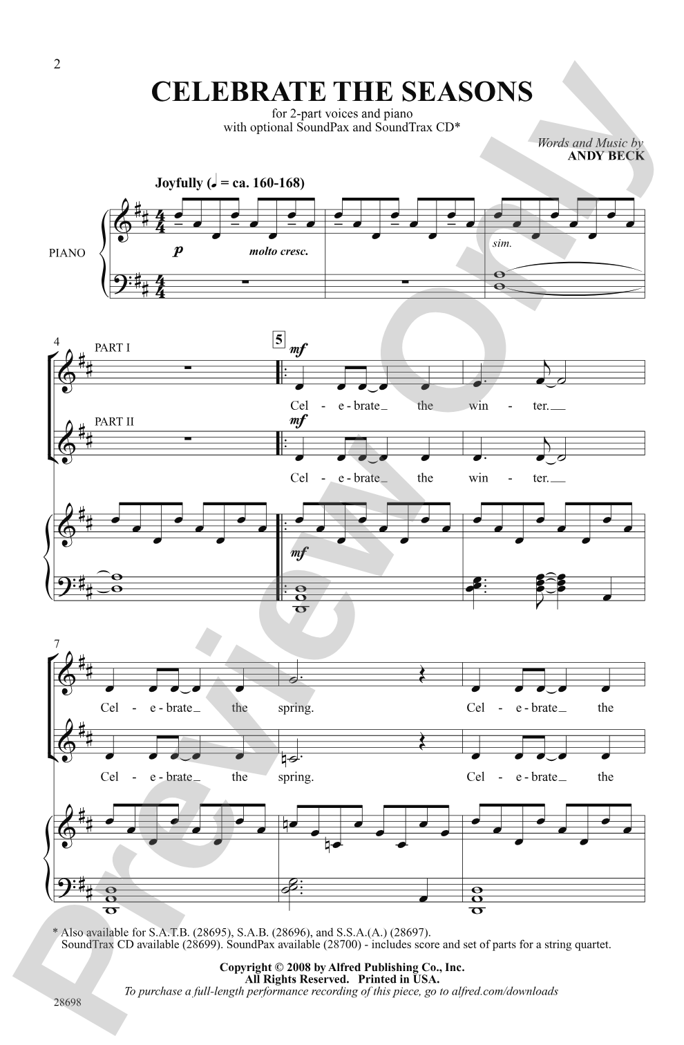 Celebrate the Seasons: 2-Part Choral Octavo