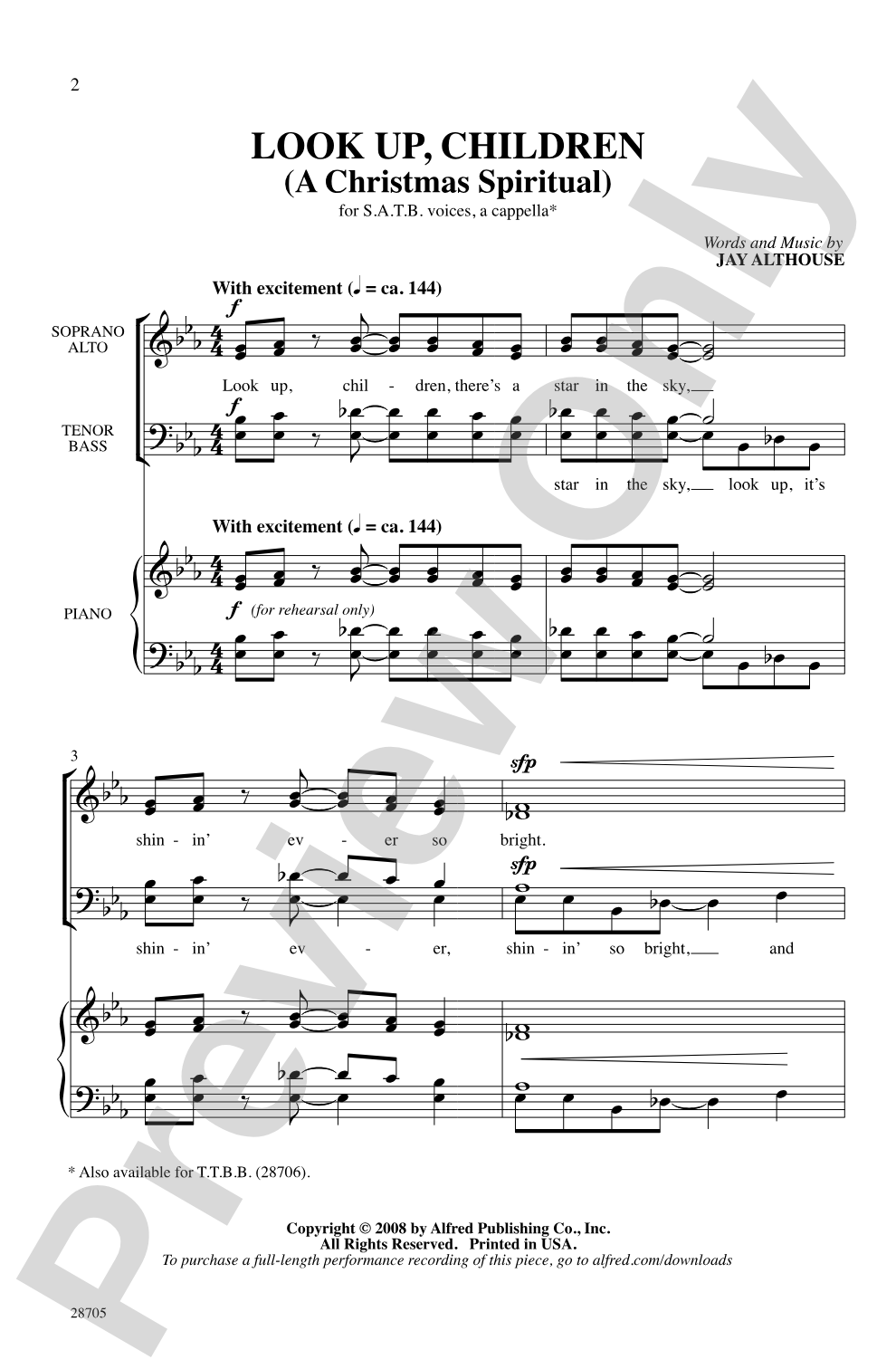 Look Up, Children (A Christmas Spiritual): SATB, <i>a cappella</i> Choral Octavo