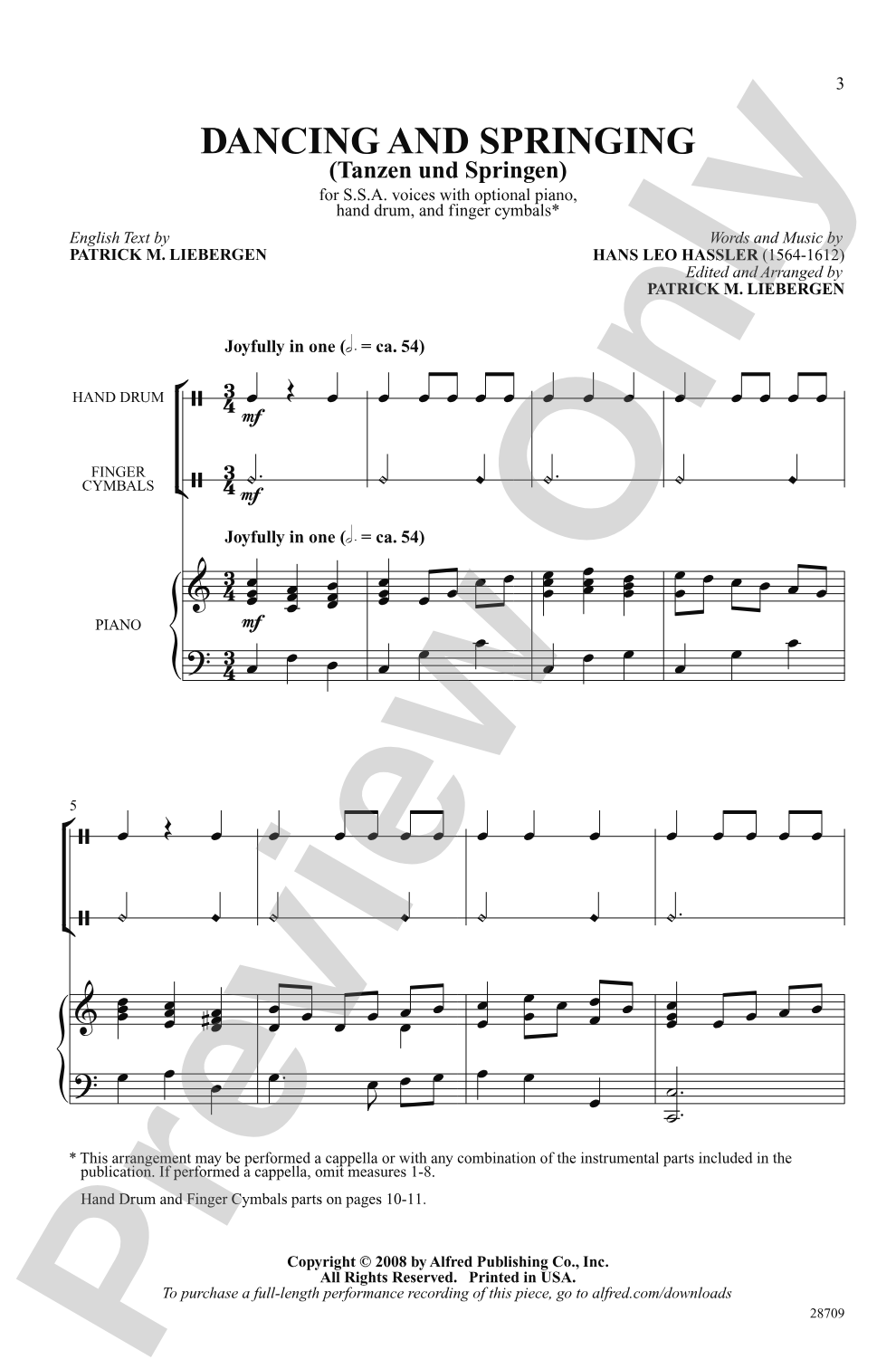 Dancing and Springing (Tanzen und Springen): SSA Choral Octavo