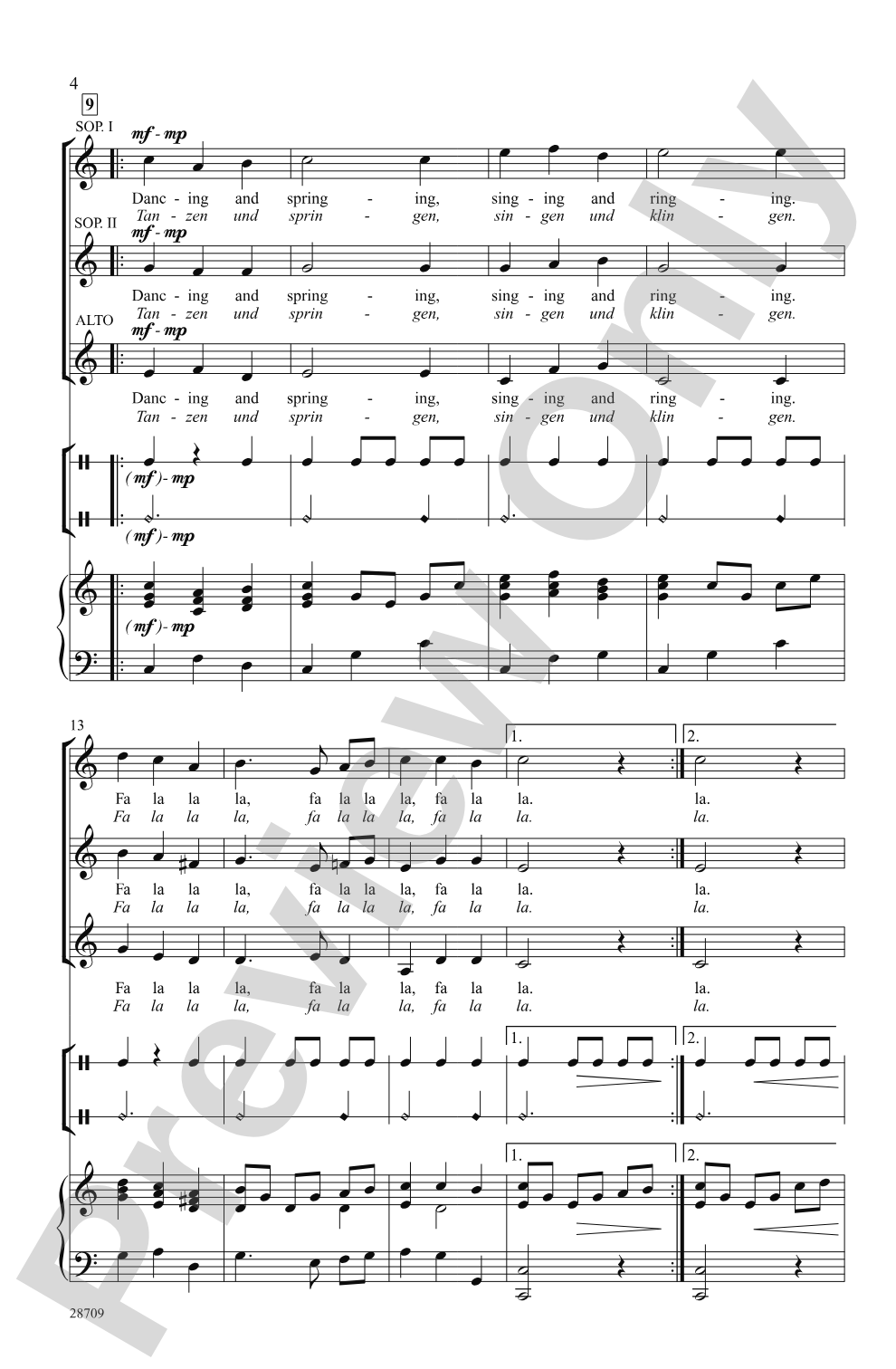 Dancing and Springing (Tanzen und Springen): SSA Choral Octavo