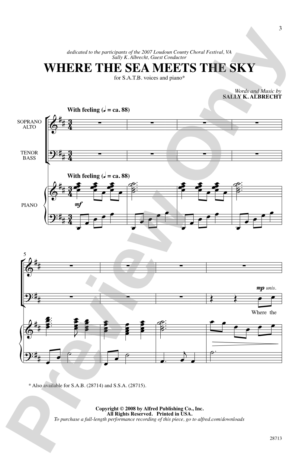 Where the Sea Meets the Sky: SATB Choral Octavo