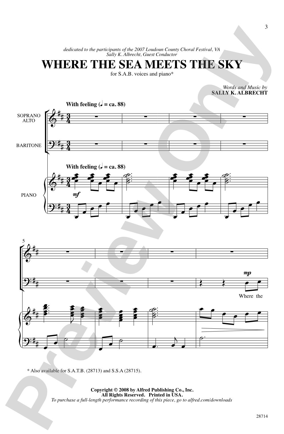 Where the Sea Meets the Sky: SAB Choral Octavo