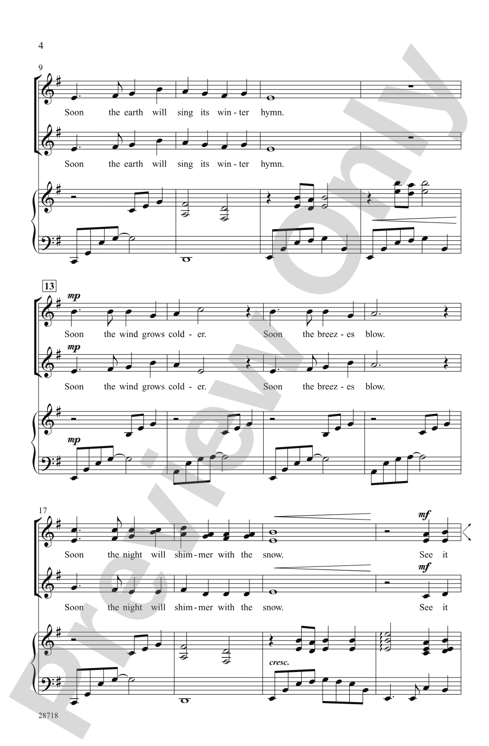The Snow Begins to Fall: SSA Choral Octavo