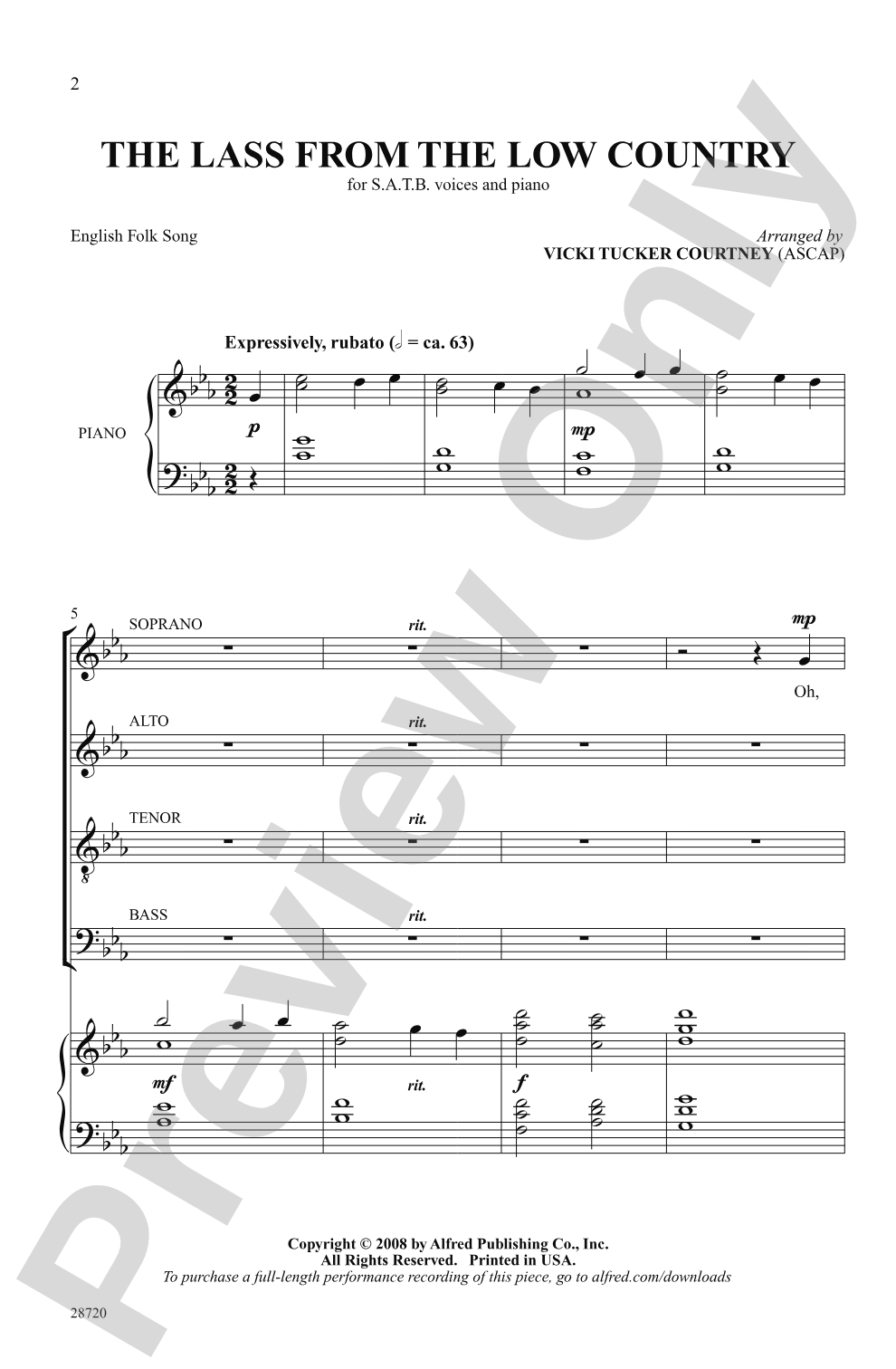 The Lass from the Low Country: SATB Choral Octavo