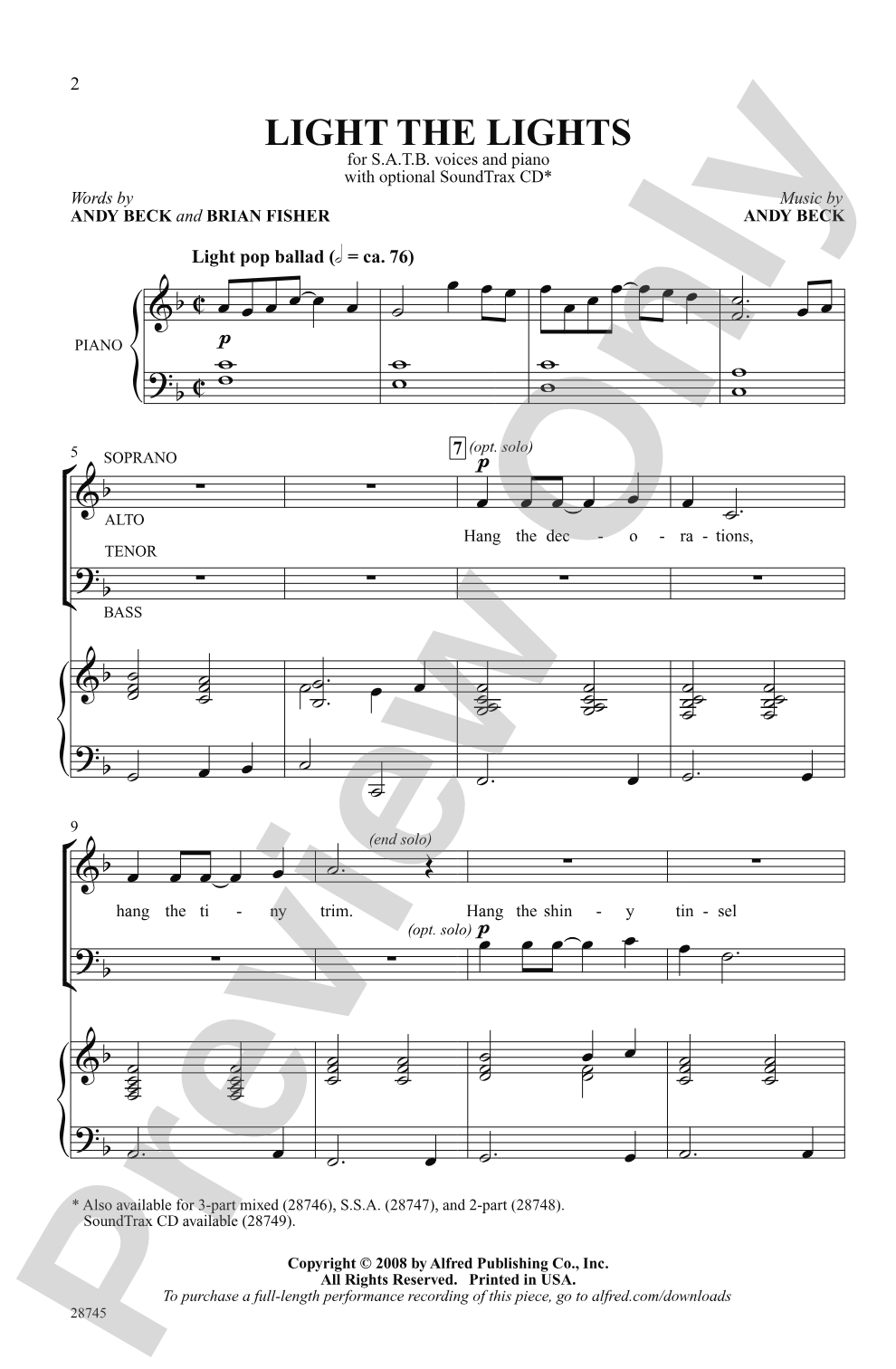 Light the Lights: SATB Choral Octavo