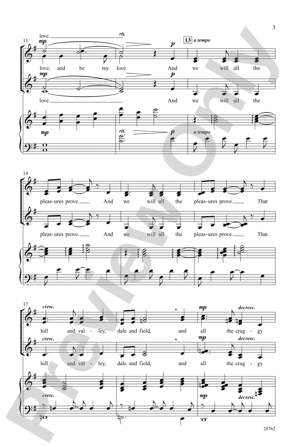 Come Live with Me and Be My Love: SSAA Choral Octavo