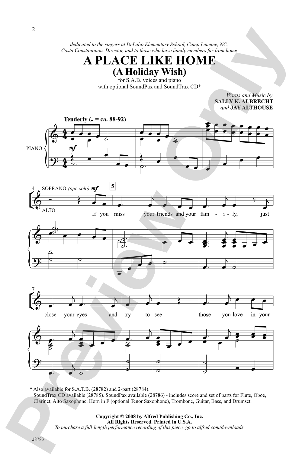 A Place Like Home (A Holiday Wish): SAB Choral Octavo
