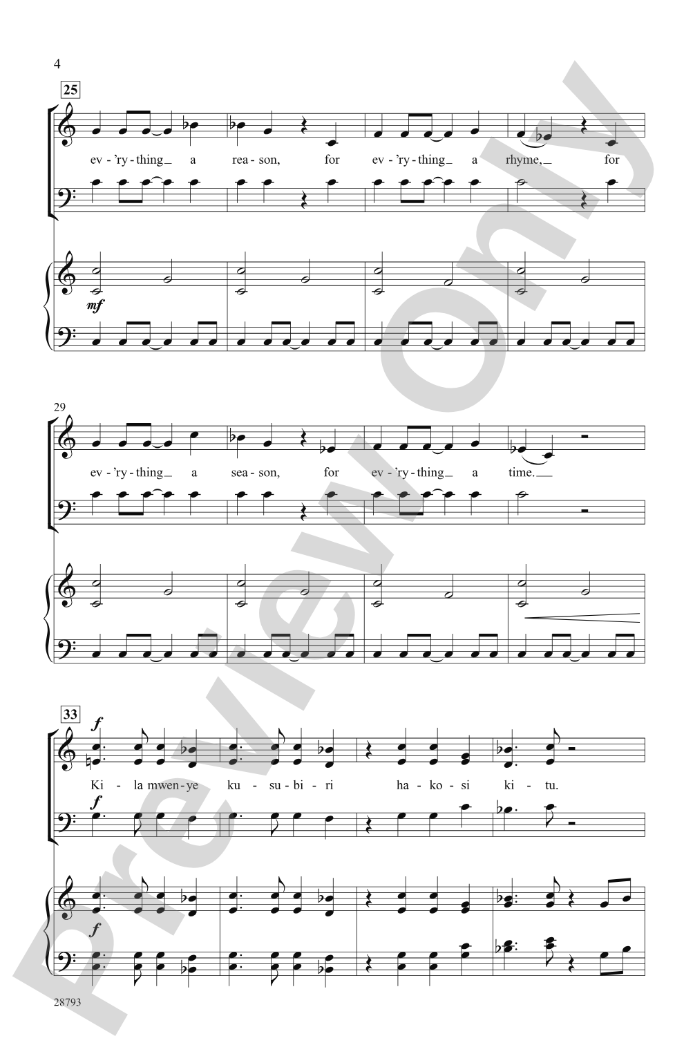 Kila Jambo na Wakati Wake (For Everything a Time Most Opportune - Swahili): SAB Choral Octavo