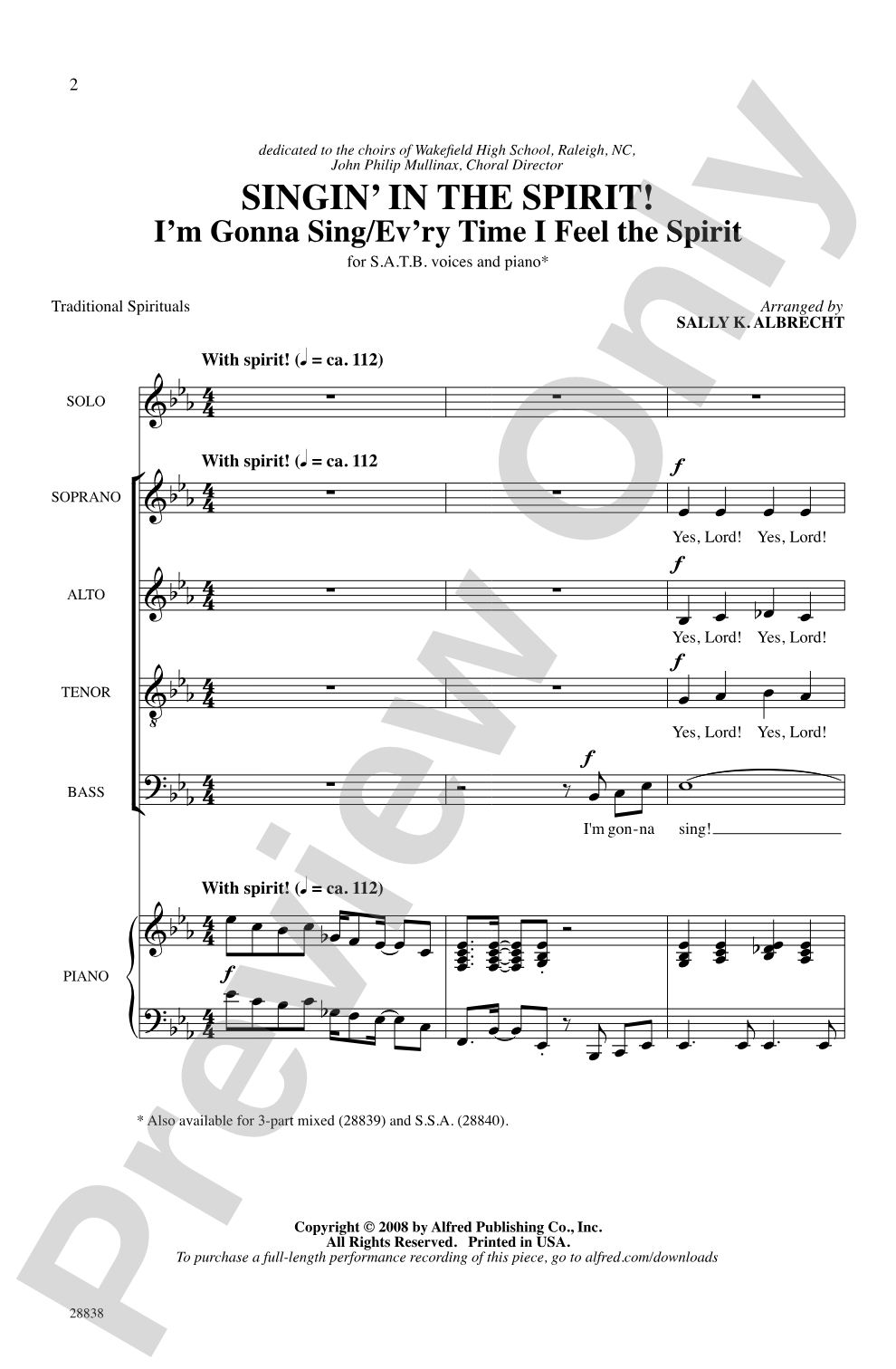 Singin' in the Spirit: SATB Choral Octavo