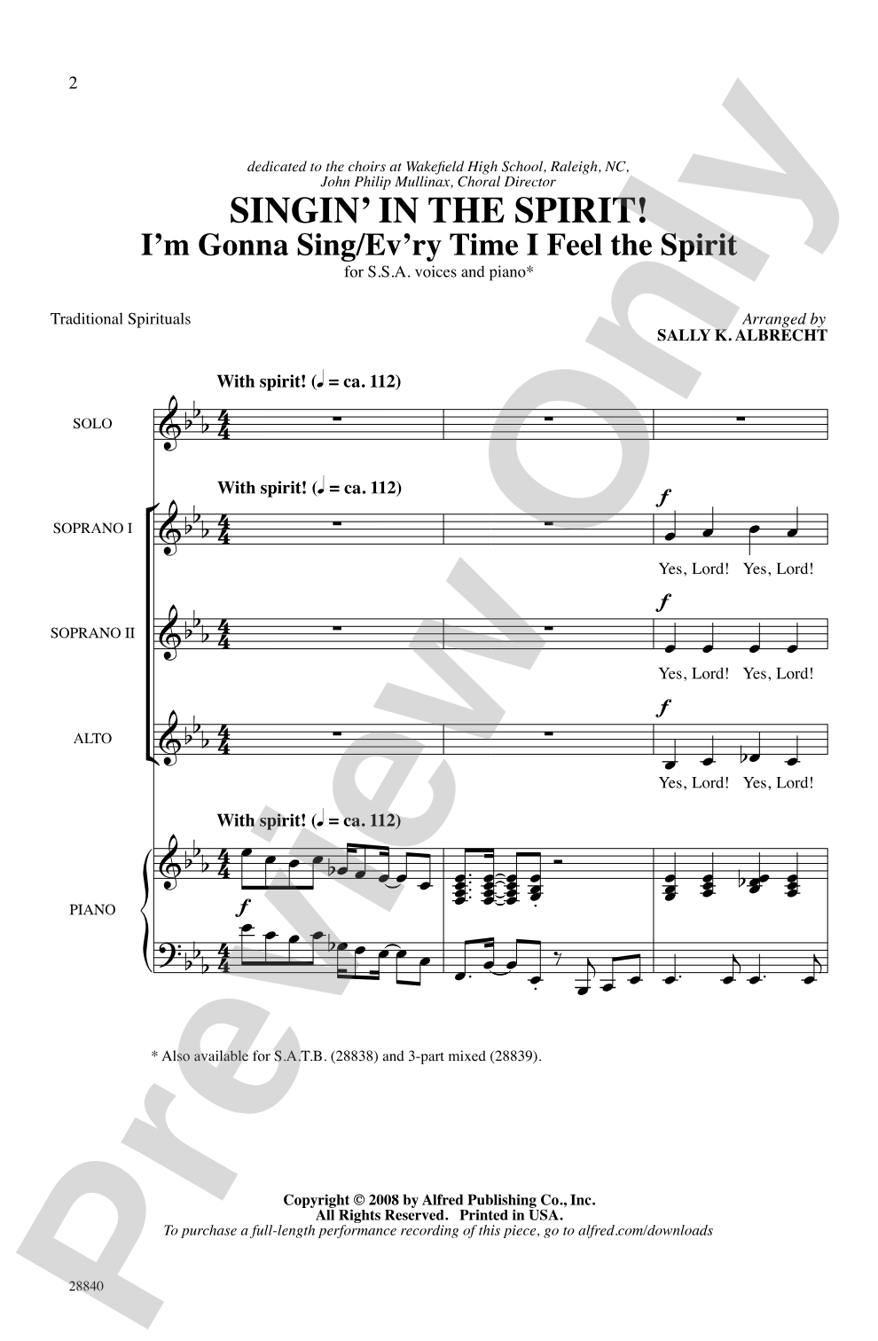 Singin' in the Spirit: SSA Choral Octavo