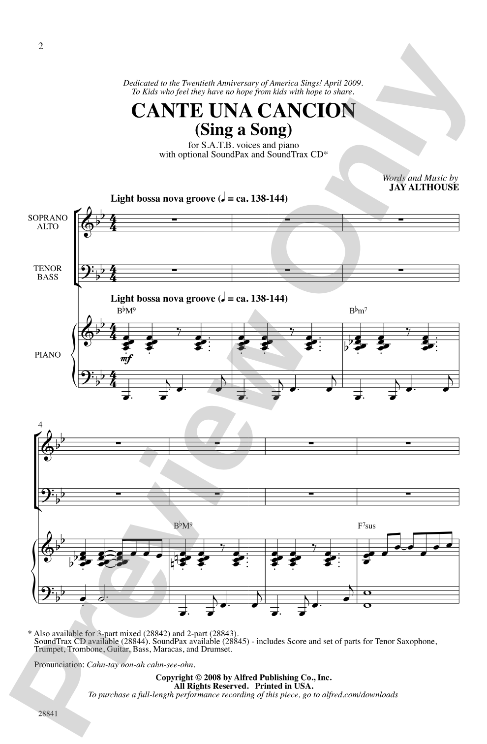 Cante una Cancion (Sing a Song): SATB Choral Octavo