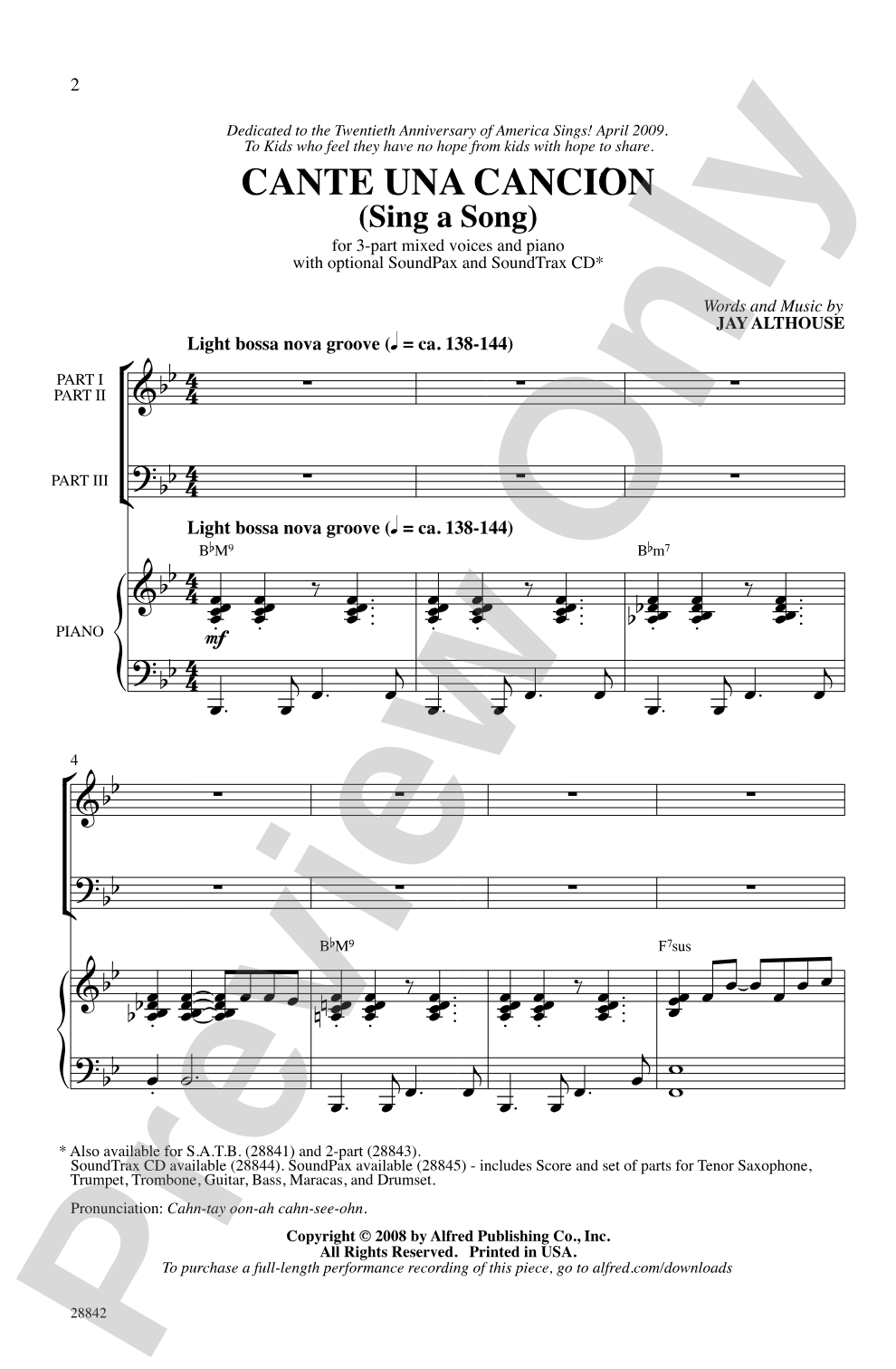 Cante una Cancion (Sing a Song): SAB Choral Octavo