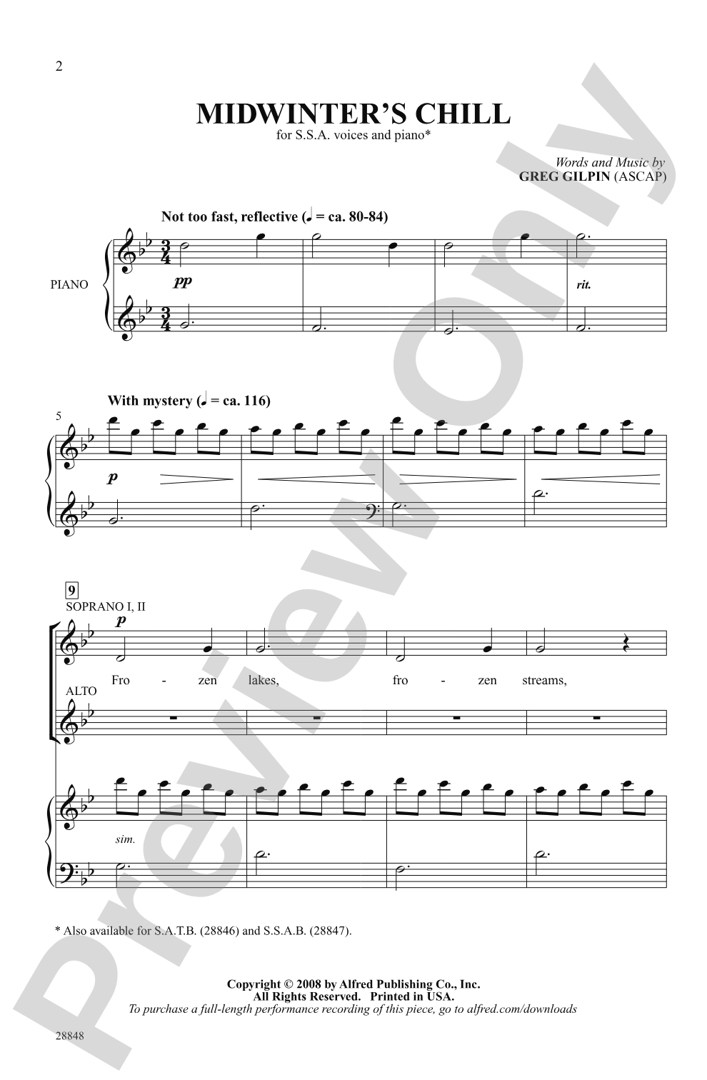 Midwinter's Chill: SSA Choral Octavo