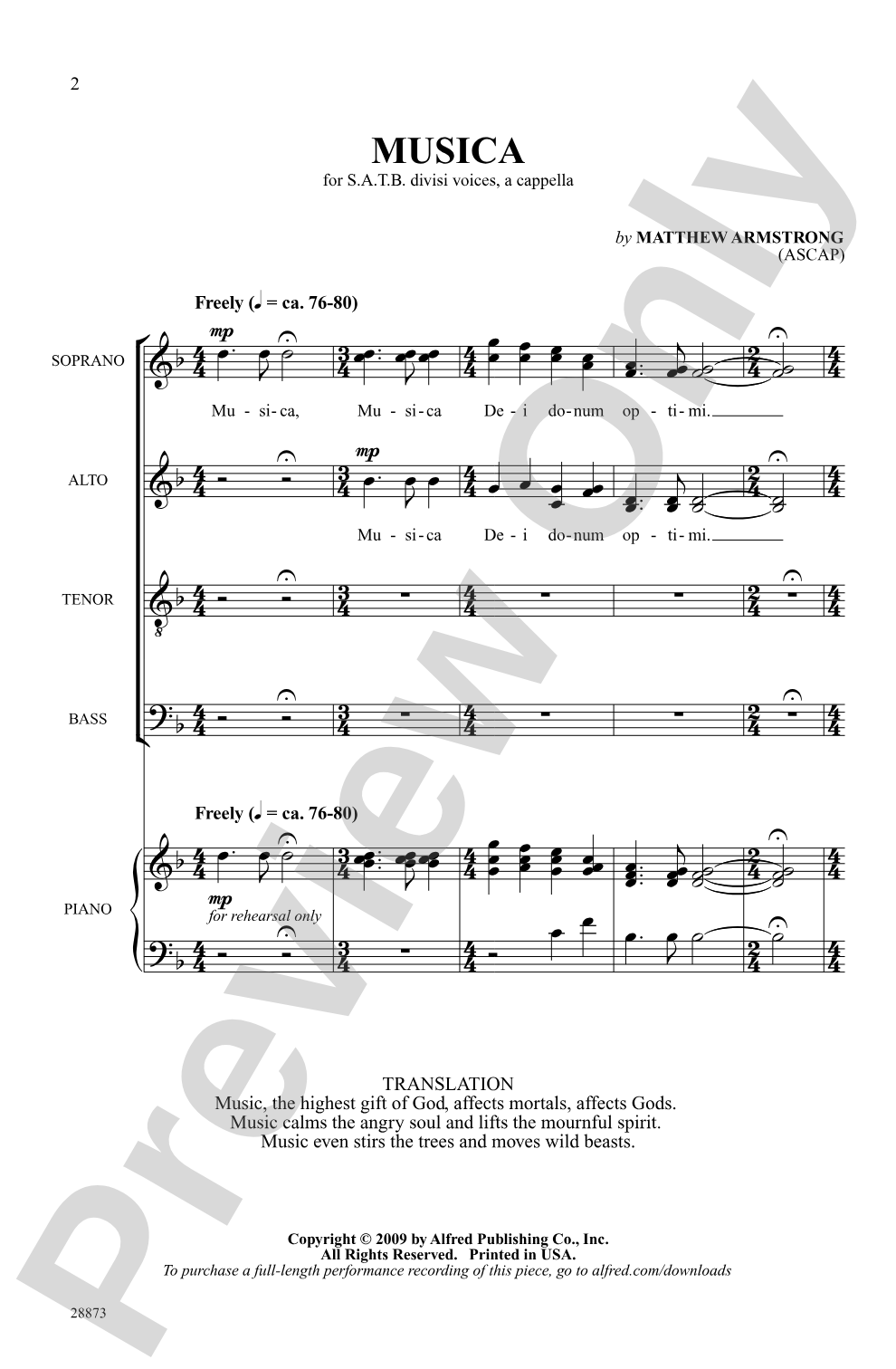 Musica: SATB <i>a cappella</i> Choral Octavo