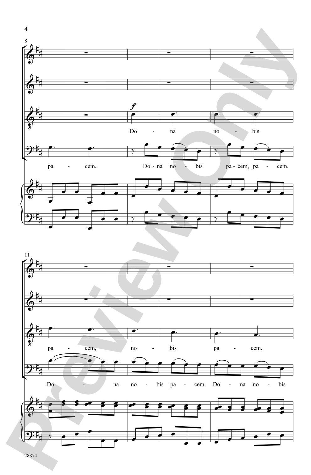 Dona Nobis Pacem (from <i>Grosse Orgelmesse</i>): SATB Choral Octavo