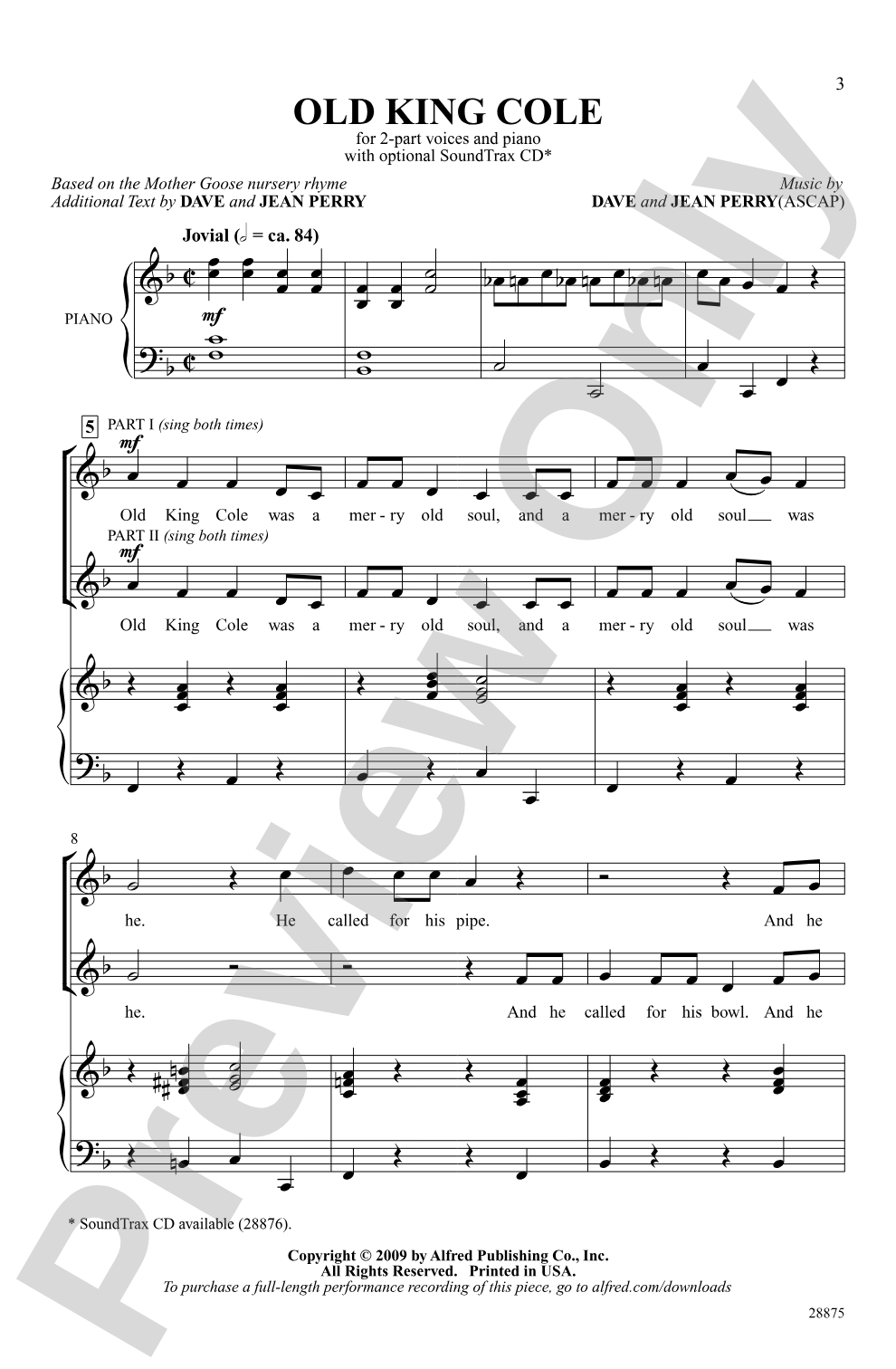Old King Cole: 2-Part Choral Octavo