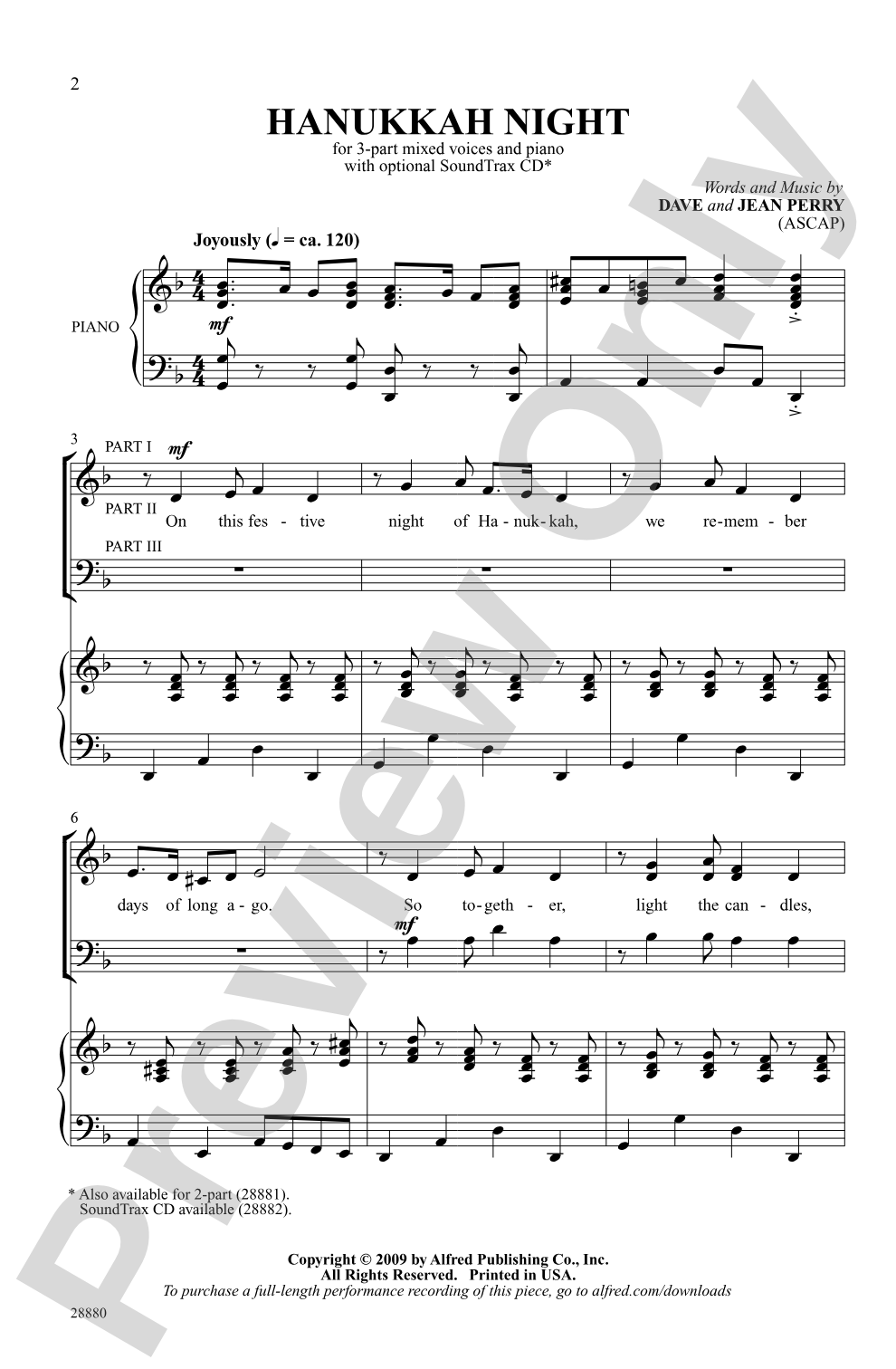 Hanukkah Night: 3-Part Mixed Choral Octavo