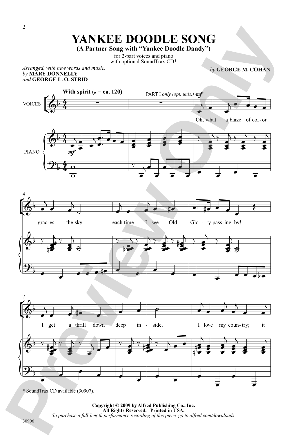 Yankee Doodle Song: 2-Part Choral Octavo