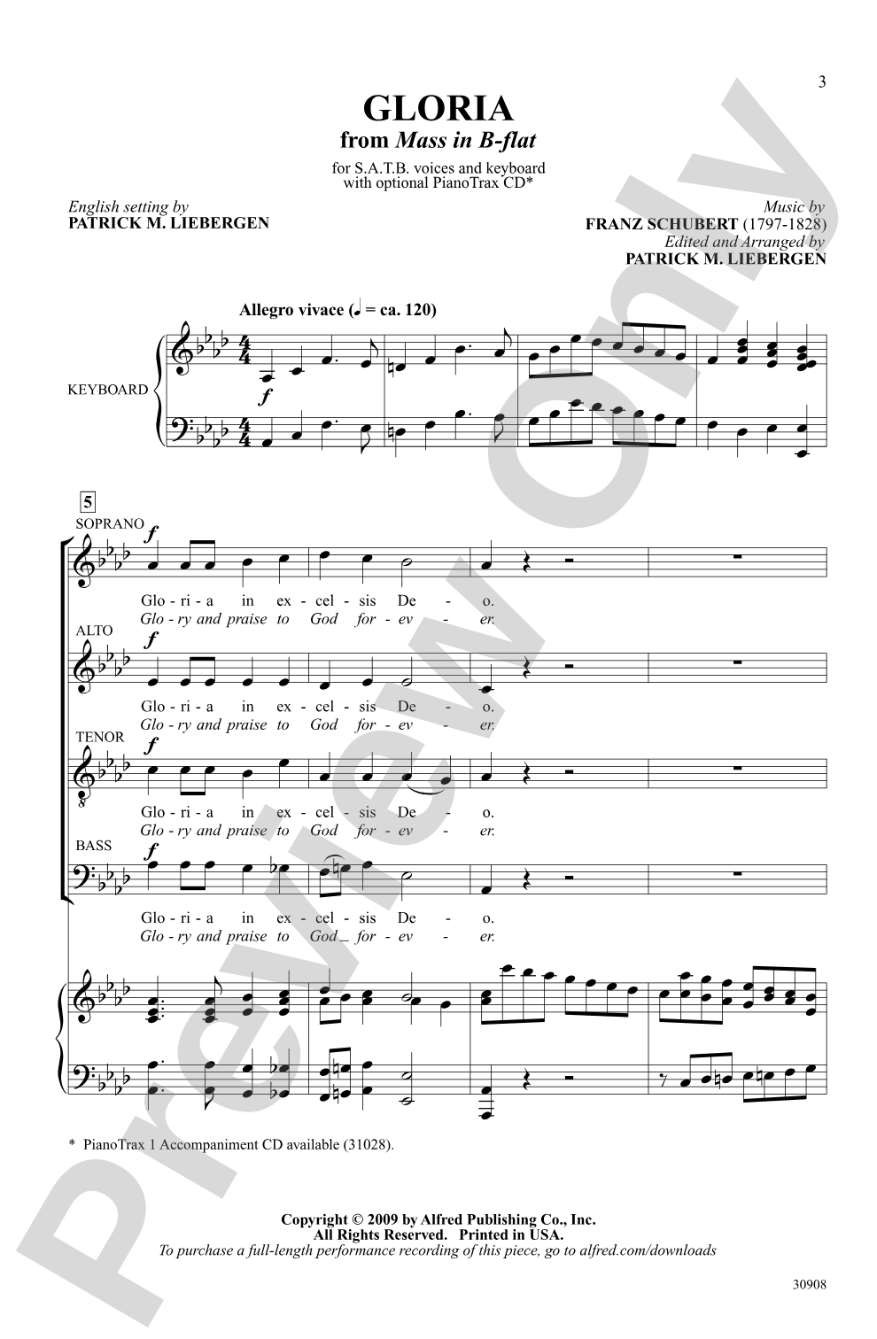 Gloria (from <i>Mass in B-flat</i>): SATB Choral Octavo