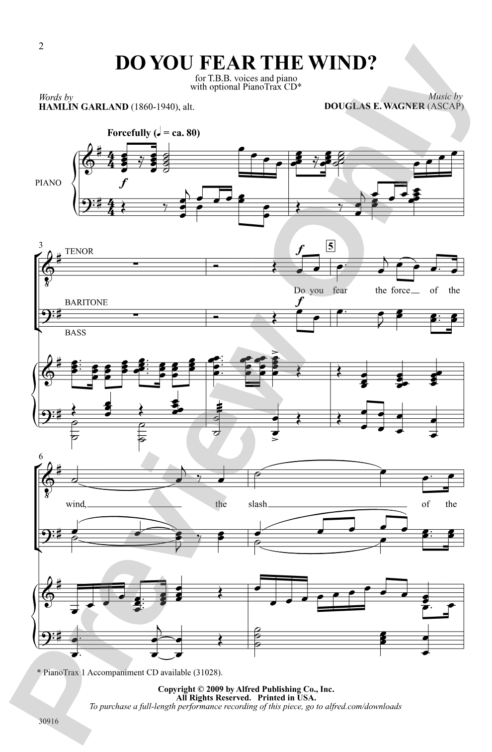 Do You Fear the Wind?: TBB Choral Octavo