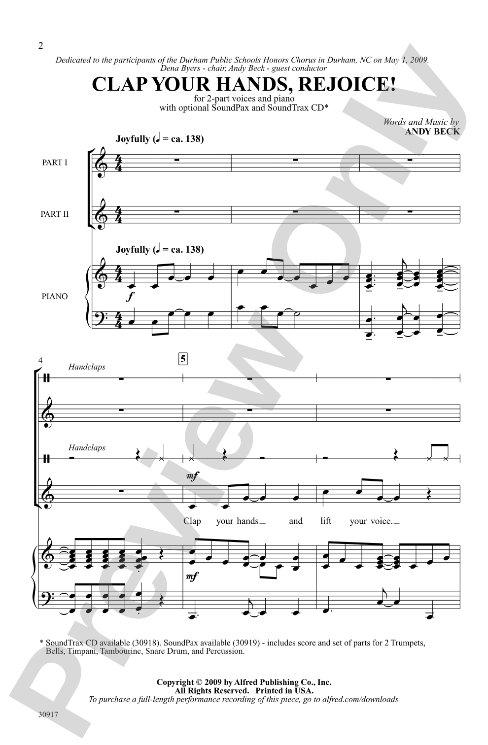 Clap Your Hands, Rejoice!: 2-Part Choral Octavo