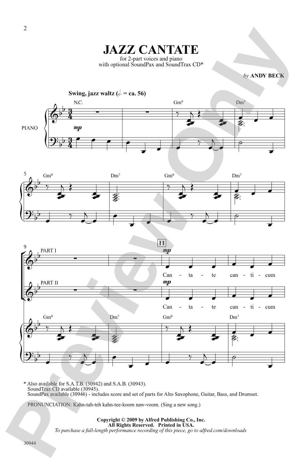 Jazz Cantate: 2-Part Choral Octavo