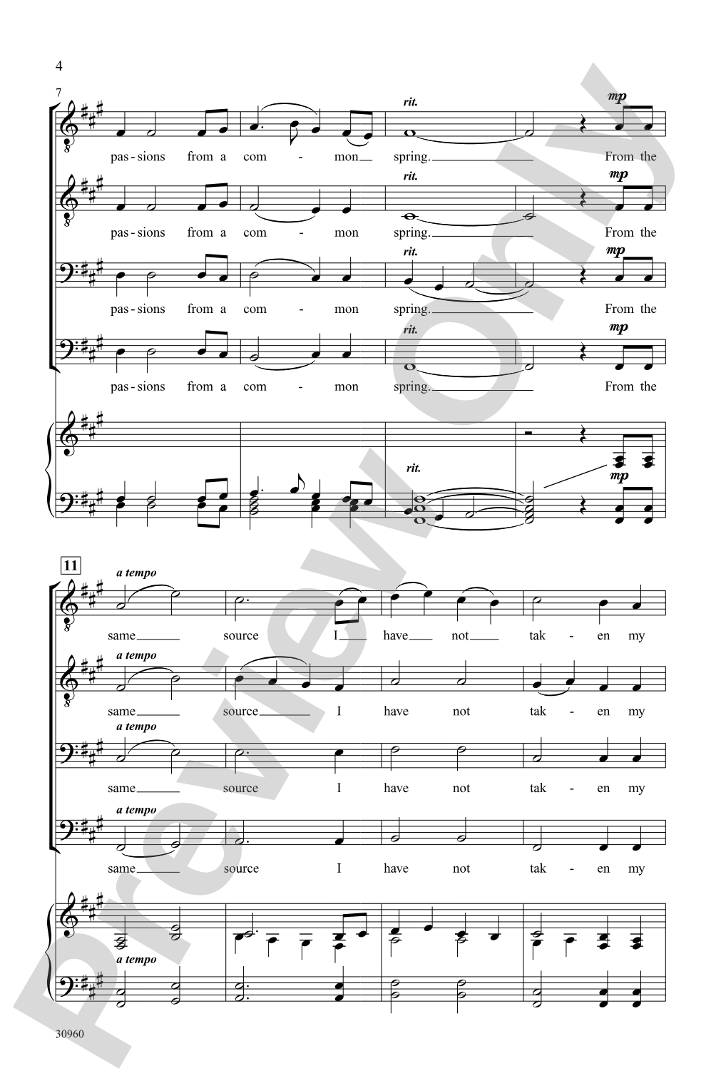 Demon in My View: TTBB, <i>a cappella</i> Choral Octavo
