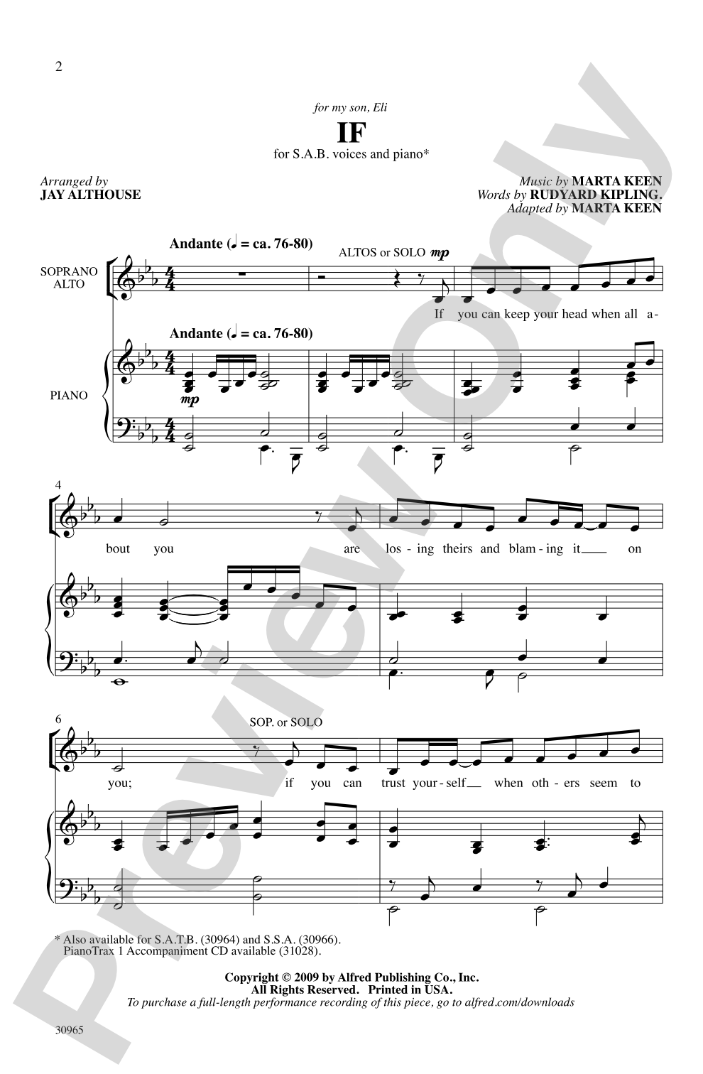 If: SAB Choral Octavo