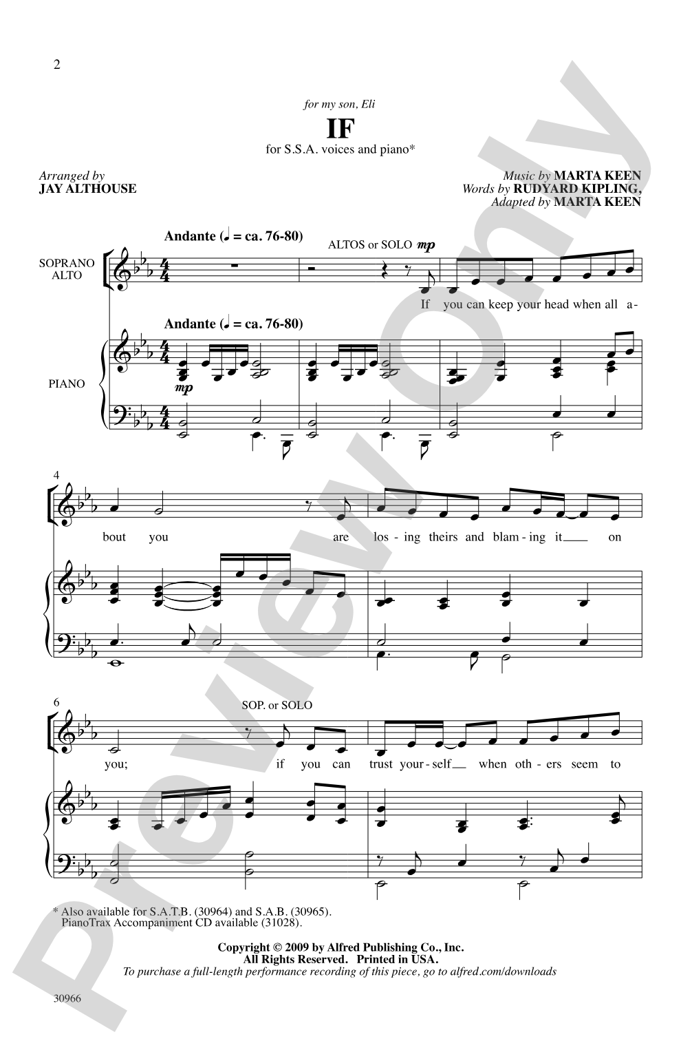 If: SSA Choral Octavo
