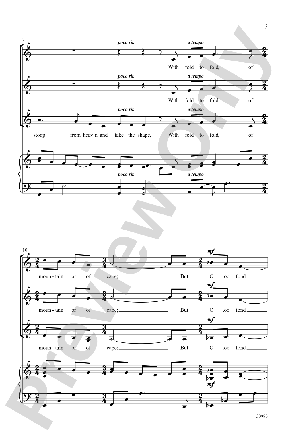 Ask Me No More: SSA Choral Octavo