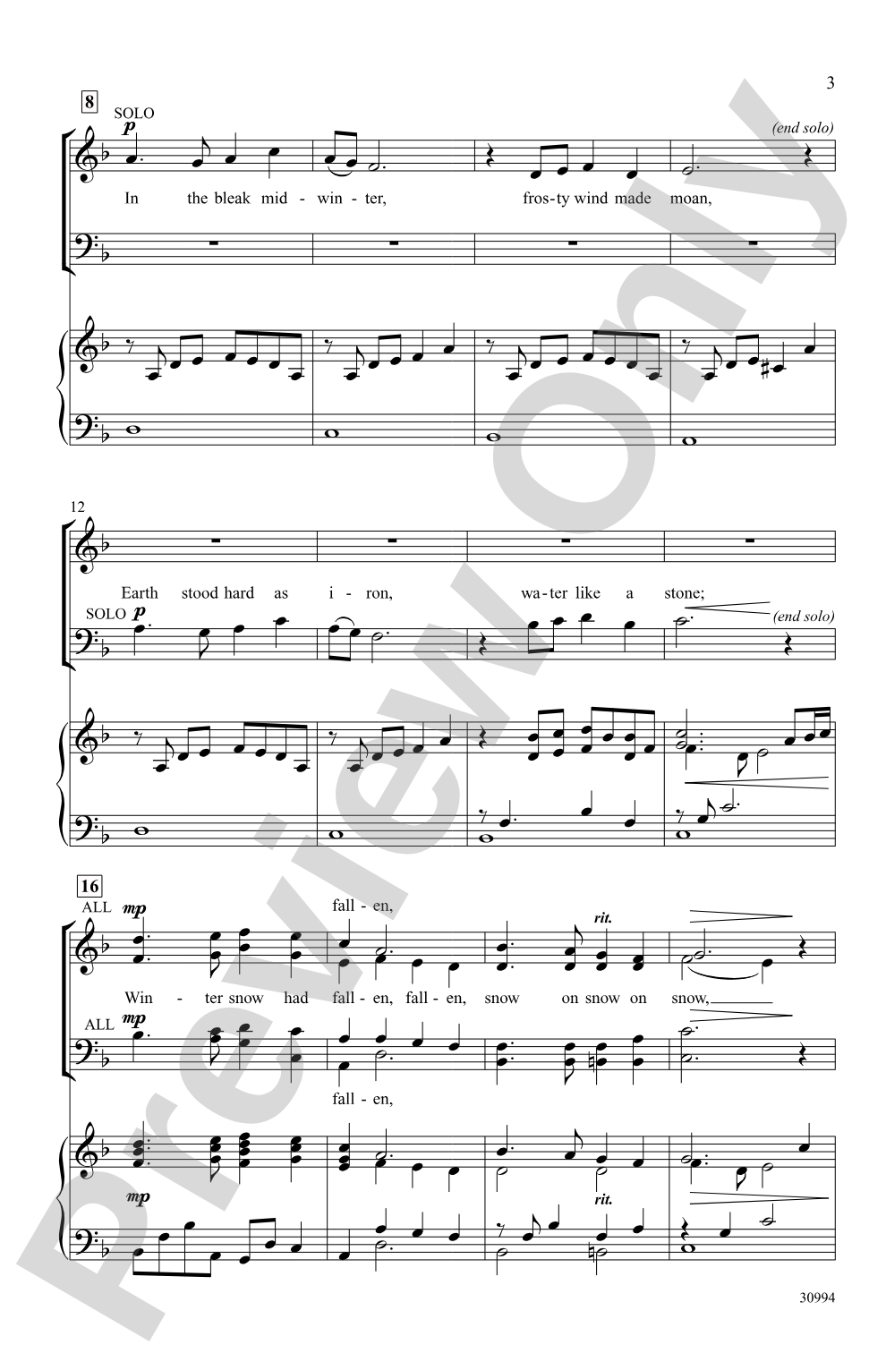 In the Bleak Midwinter: SATB Choral Octavo