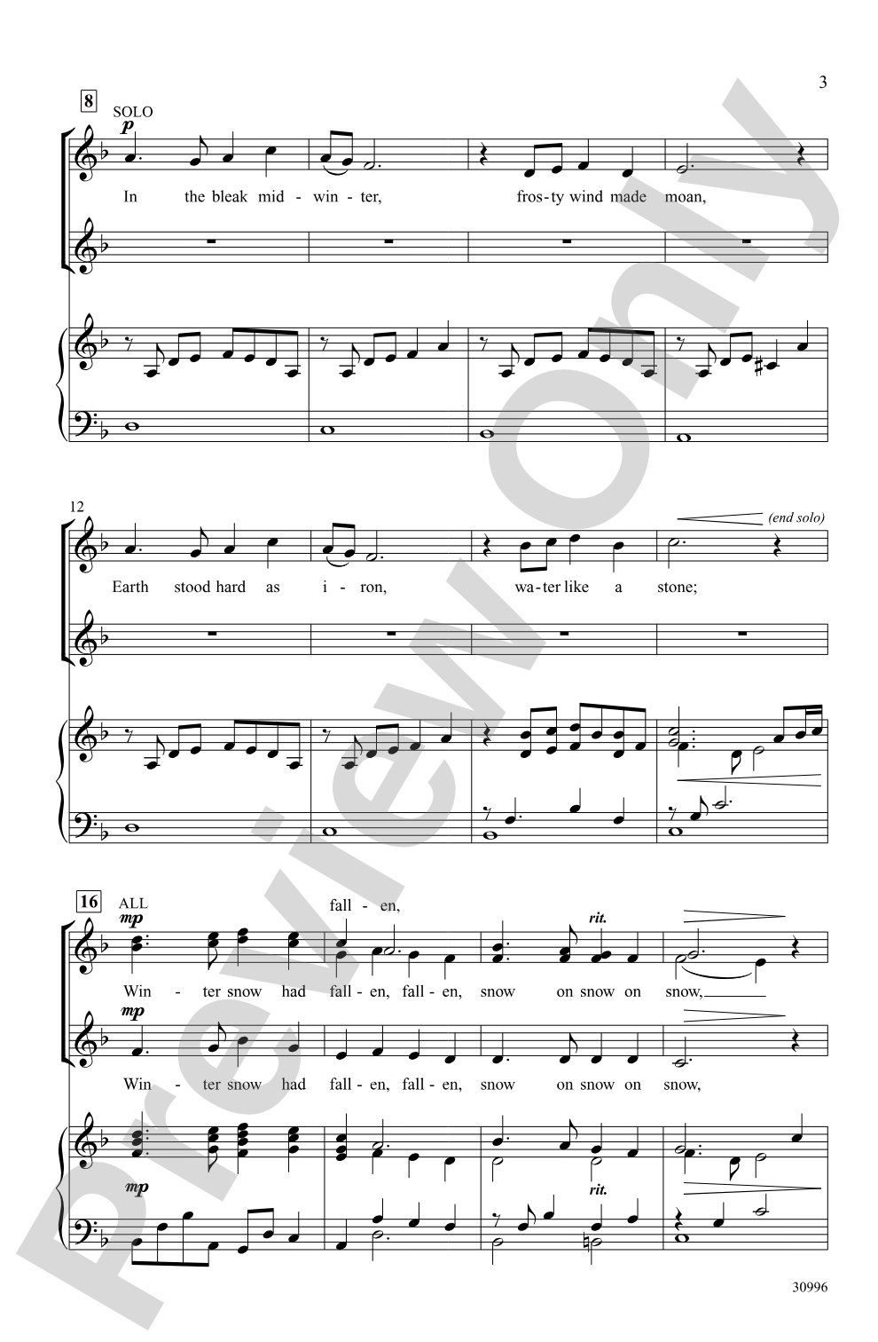 In the Bleak Midwinter: SSA Choral Octavo