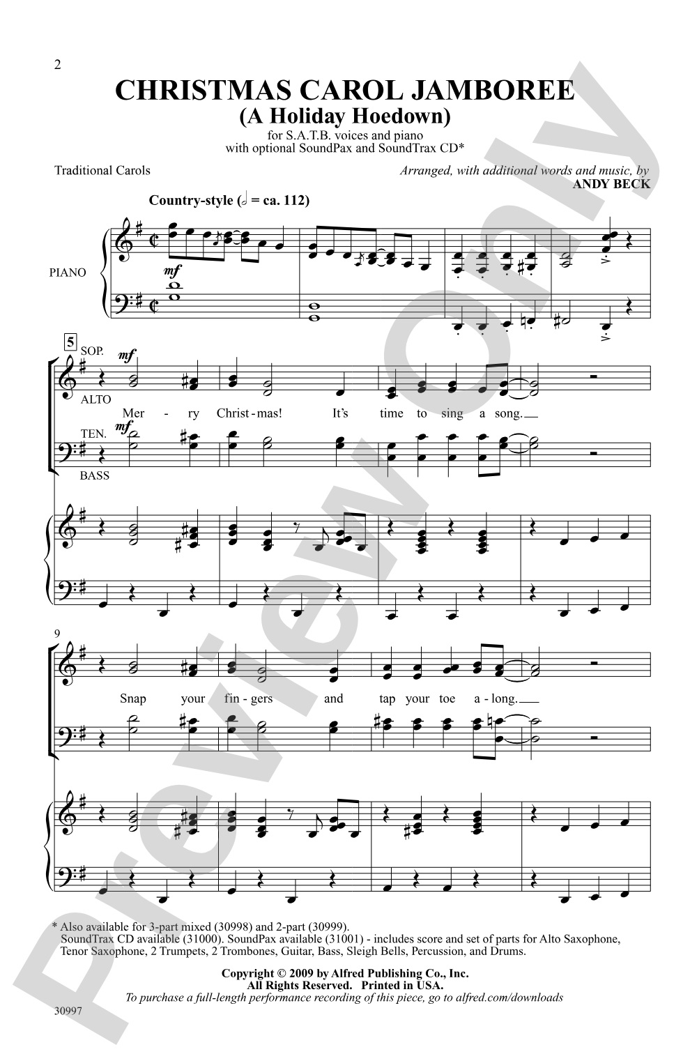 Christmas Carol Jamboree (A Holiday Hoedown): SATB Choral Octavo