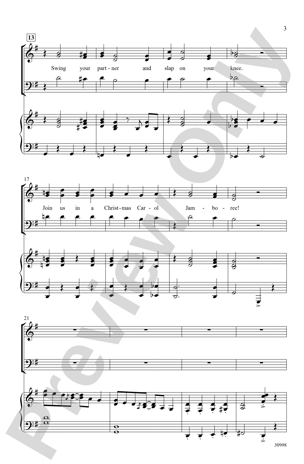 Christmas Carol Jamboree (A Holiday Hoedown): 3-Part Mixed Choral Octavo