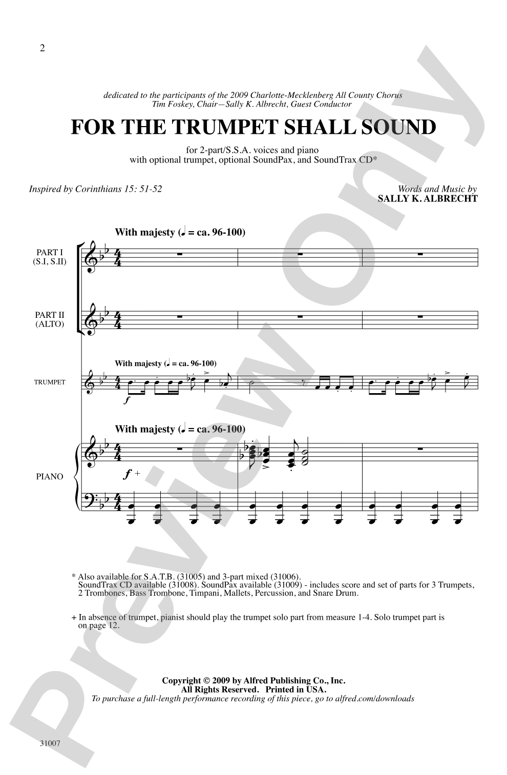 For the Trumpet Shall Sound: 2-Part / SSA Choral Octavo