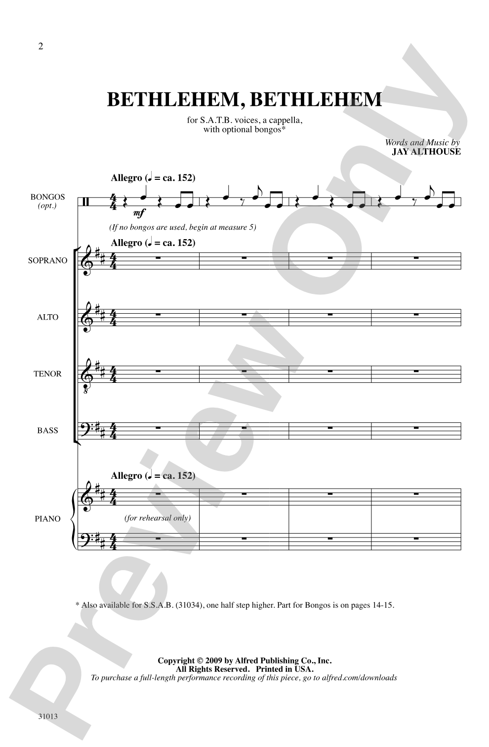 Bethlehem, Bethlehem: SATB <i>a cappella</i> Choral Octavo