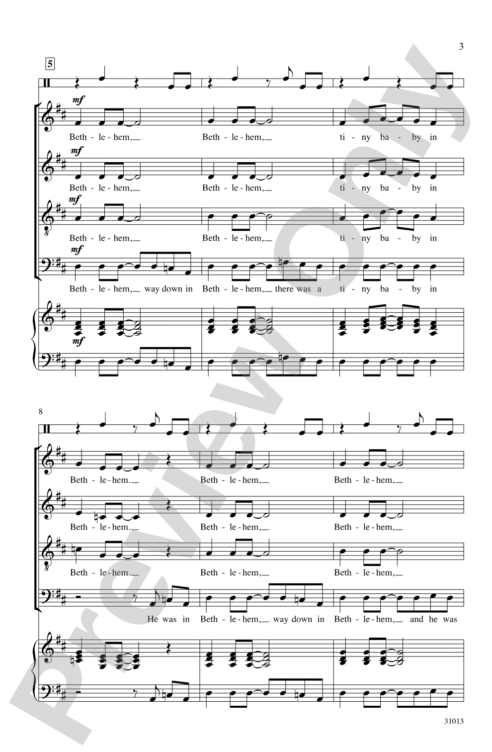 Bethlehem, Bethlehem: SATB <i>a cappella</i> Choral Octavo